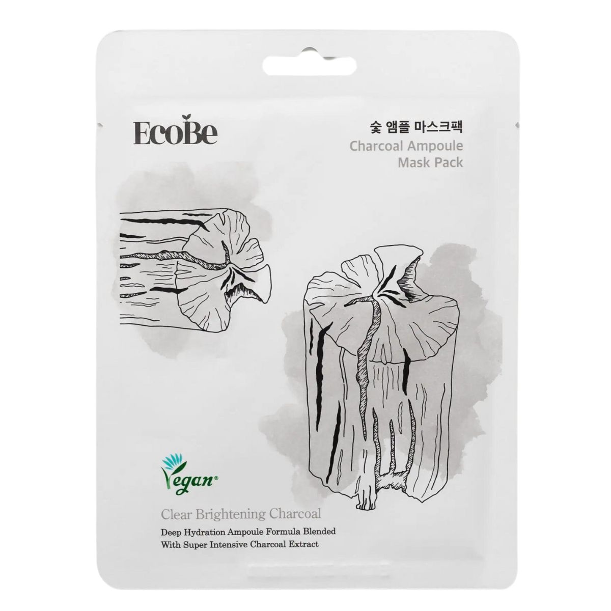 EcoBe Charcoal Ampoule Mask Pack - čistící a hydratační jednorázová maska s aktivním uhlím, 1ks