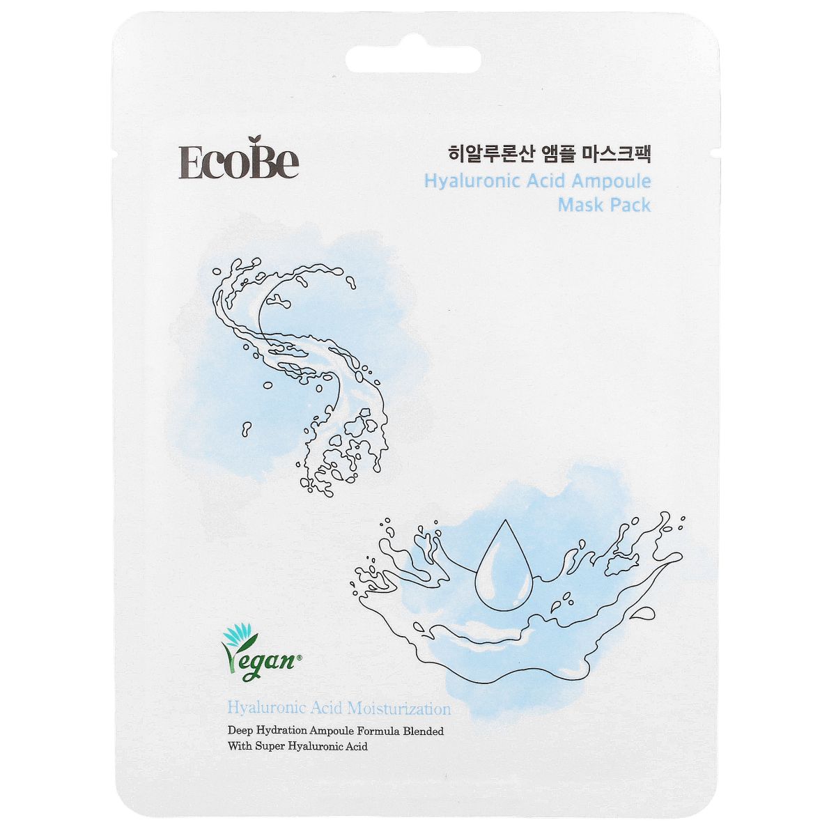 EcoBe Hyaluronic Acid Ampoule Mask Pack - hydratační jednorázová pleťová maska s kyselinou hyaluronovou, 1ks