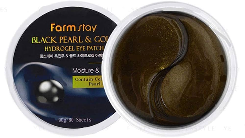 FARM STAY Black Pearl & Gold Hydrogel Eye Patch - hydrogelové oční náplasti s 24K zlatem a extraktem perel, 60ks