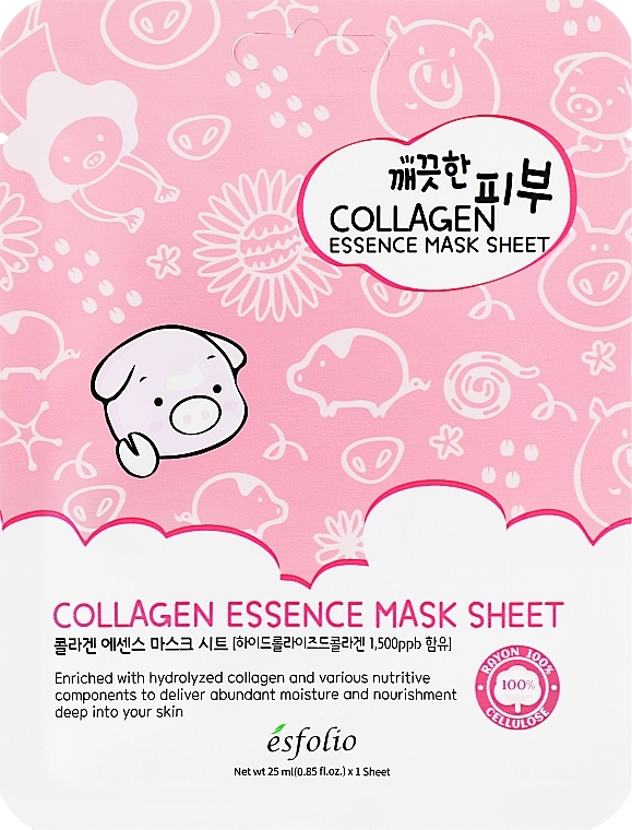 ESFOLIO Pure Skin Collagen Essence Mask Sheet - zpevňující jednorázová pleťová maska s kolagenem, 1ks