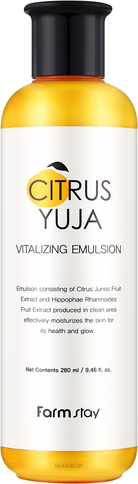 FARM STAY Citrus Yuja Vitalizing Emulsion - rozjasňující pleťová emulze s vitamínem C, 280ml