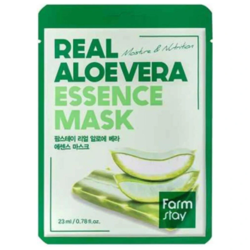 FARM STAY Real Aloe Vera Essence Mask - hydratační jednorázová pleťová maska s extraktem aloe, 1ks
