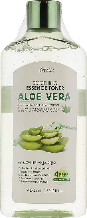 ESFOLIO Aloe Vera Soothing Essence Toner - hydratační a zklidňující pleťový toner s extraktem aloe, 400ml