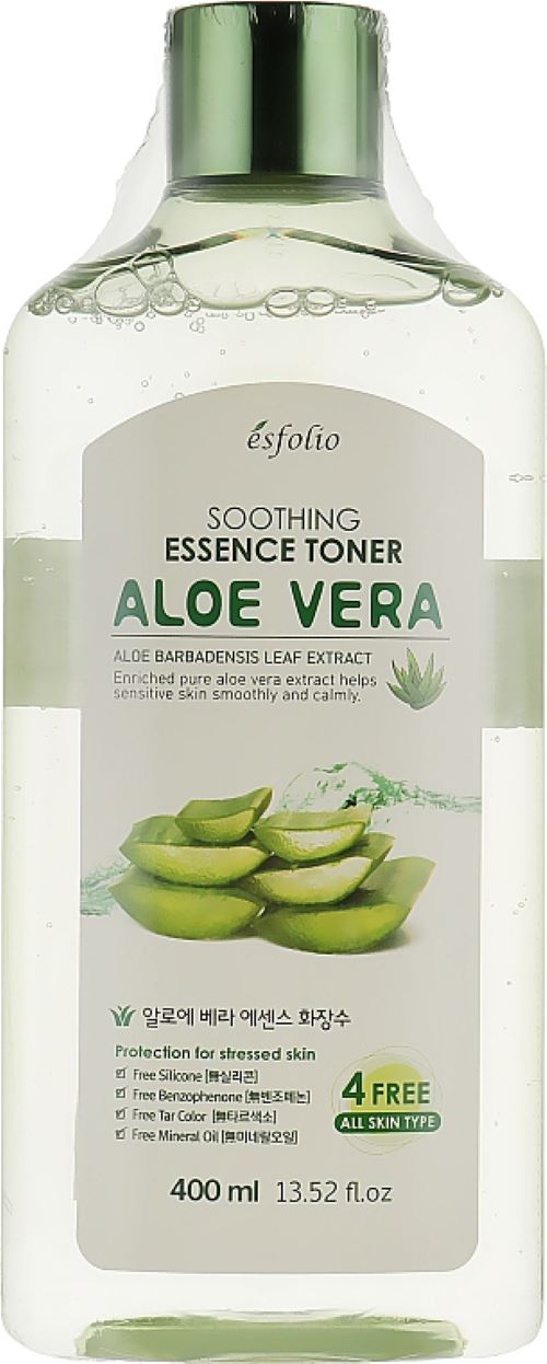 ESFOLIO Aloe Vera Soothing Essence Toner - hydratační a zklidňující pleťový toner s extraktem aloe, 400ml