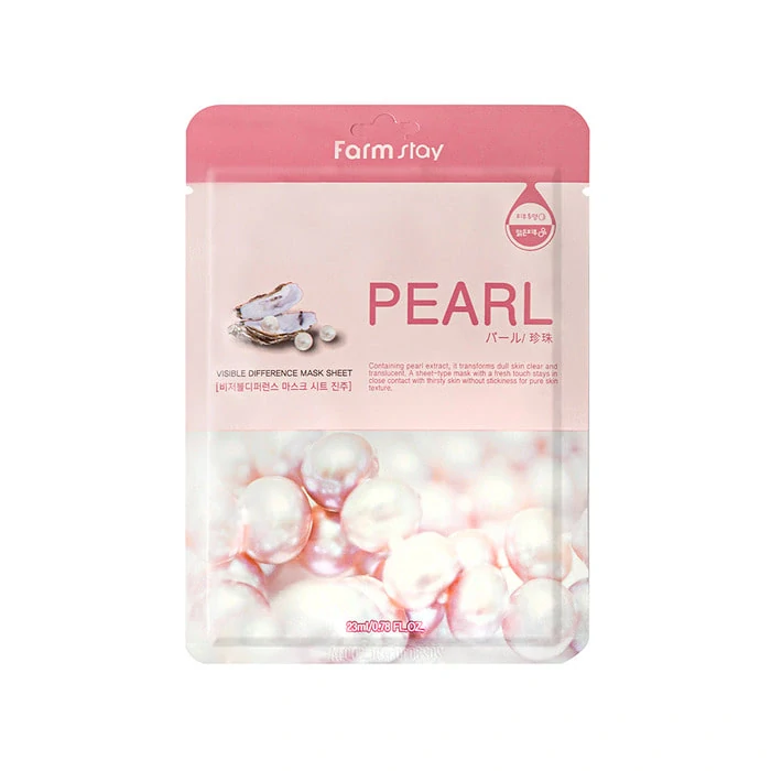 FARM STAY Visible Difference Mask Pack Pearl - rozjasňující jednorázová pleťová maska s perlovým extraktem, 1ks