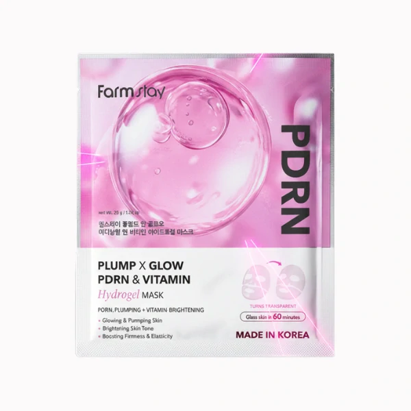 FARM STAY Plump x Glow PDRN & Vitamin Hydrogel Mask - hydratační a rozjasňující pleťová maska s PDRN a vitamíny, 1ks
