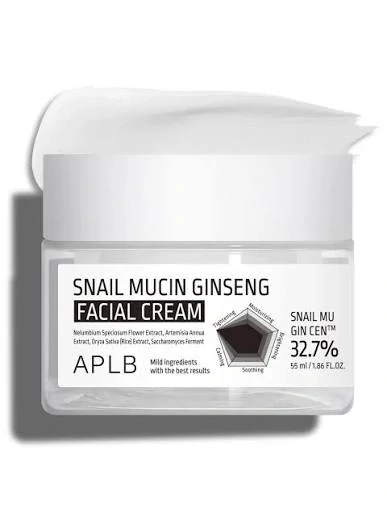 APLB Snail Mucin Ginseng Facial Cream - hydratační pleťový krém se šnečím extraktem a ženšenem, 55 ml