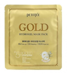 PETITFÉE Gold Hydrogel Mask Pack - jednorázová hydrogelová pleťová maska se zlatem a ženšenem, 1ks