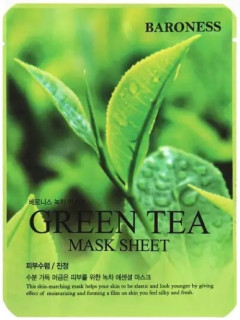 BARONESS Green Tea Mask Sheet - hydratační jednorázová pleťová maska s extraktem zeleného čaje, 1ks
