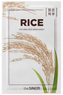 THE SAEM Natural Rice Mask Sheet - rozjasňující a zjemňující jednorázová pleťová maska s extraktem rýže, 1ks