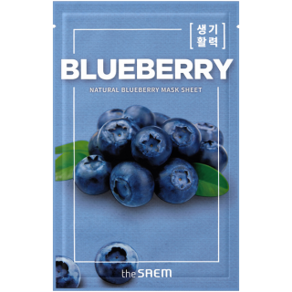 THE SAEM Natural Blueberry Mask Sheet - hydratační jednorázová pleťová maska s extraktem borůvek, 1ks