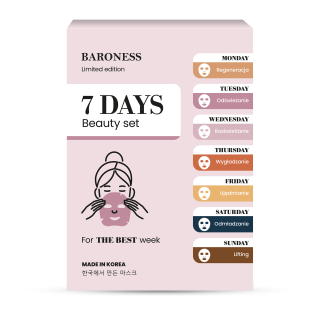 BARONESS 7 Days Beauty Set - limitovaná sada 7 jednorázových pleťových masek, 7ks