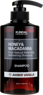 KUNDAL Honey & Macadamia Pure Natural Shampoo (Amber Vanilla) - přírodní vlasový šampón na suché a poškozené vlasy , 500ml