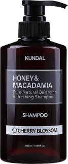 KUNDAL Honey & Macadamia Pure Natural Shampoo (Cherry Blossom) - přírodní vlasový šampón na suché a poškozené vlasy , 500ml