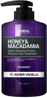KUNDAL Honey & Macadamia Treatment (Amber Vanilla) - intenzivní proteinová kůra na vlasy, 500ml