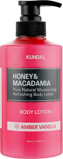 KUNDAL Honey & Macadamia Pure Natural Body Lotion (Amber Vanilla) - vyživující tělové mléko, 500ml