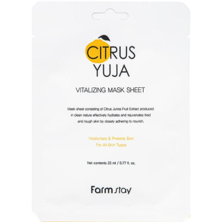 FARM STAY Citrus Yuja Vitalizing Mask Sheet - jednorázová rozjasňující pleťová maska s vitamínem C, 1ks