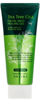 ORJENA Tea Tree Cica Facial Mild Peeling Gel - zklidňující čistící peelingový gel s extrakty čajovníku a pupečníku, 180ml