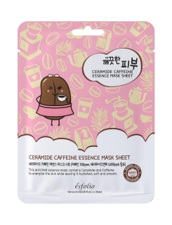 ESFOLIO Pure Skin Ceramide Coffeine Essence Mask Sheet - vyživující a rozjasňující jednorázová pleťová maska s kofeinem a ceramidy, 1ks