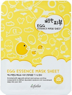 ESFOLIO Pure Skin Egg Essence Mask Sheet - hydratační jednorázová pleťová maska s vaječným žloutkem, 1ks