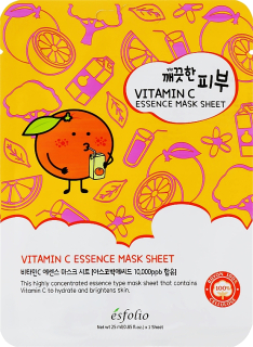 ESFOLIO Pure Skin Vitamin C Essence Mask Sheet - revitalizační jednorázová pleťová maska s vitamínem C, 1ks