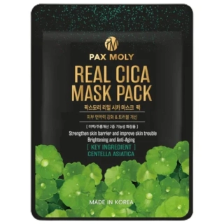 PAX MOLY Real Cica Mask Pack - zklidňující jednorázová pleťová maska s extraktem pupečníku asijského, 1ks