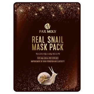 PAX MOLY Real Snail Mask Pack - hydratační a zpevňující jednorázová pleťová maska se šnečím extraktem, 1ks