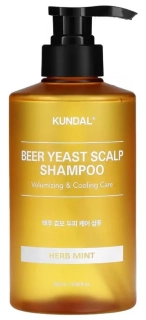 KUNDAL Beer Yeast Scalp Shampoo (Herb Mint) - posilující vlasový šampón proti vypadávání vlasů s kvasnicemi, 500ml