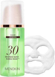 MENOKIN 30 Second Quick Bubble Mask (Clear) - 30 sekundové zklidňující bublinkové sérum v masce s Cica-Exosomy a extraktem touleně, 95ml