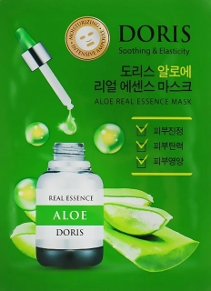 DORIS Aloe Real Essence Mask - zklidňující a zpevňující jednorázová pleťová maska s extraktem aloe, 1ks