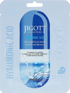 JIGOTT Hyaluronic Acid Real Ampoule Mask - omlazující a hydratační jednorázová pleťová maska s kyselinou hyaluronovou, 1ks