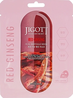 JIGOTT Red Ginseng Real Ampoule Mask - obnovující a vyživující jednorázová pleťová maska s červeným ženšenem, 1ks