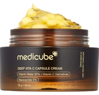 MEDICUBE Deep Vita C Capsule Cream - rozjasňující a zpevňující pleťový krém, 55g