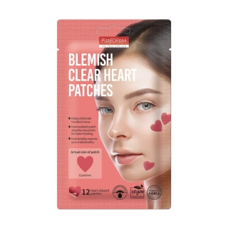 PUREDERM Blemish Clear Heart Patches - zklidňující náplasti na problematickou pleť ve tvaru srdce, 12ks