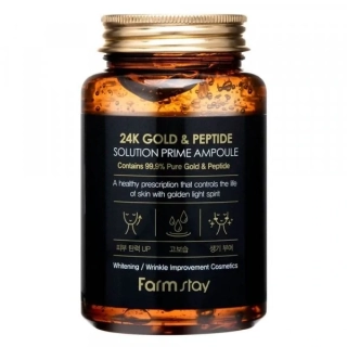 FARM STAY 24K Gold & Peptide Solution Prime Ampoule - anti-age pleťové sérum s 24K zlatem a peptidy, 250ml